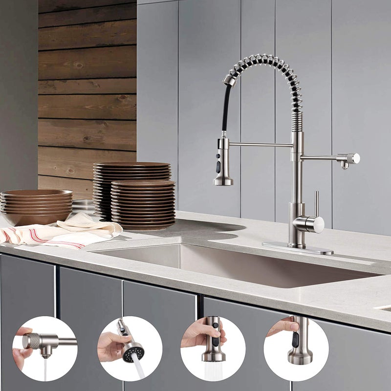 PAKING Kitchen Sink Faucet, Pull-Down Water Filtration Faucet, Bar Filter, Brushed Nickel, Stainless Steel, PB1017 - Image 3